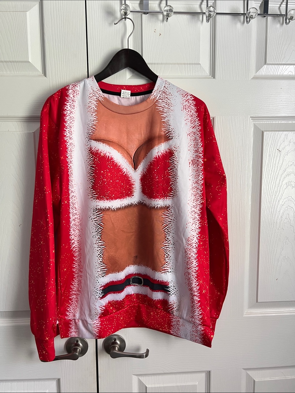 Source Unknown Red Santa Bikini Novelty Crewneck